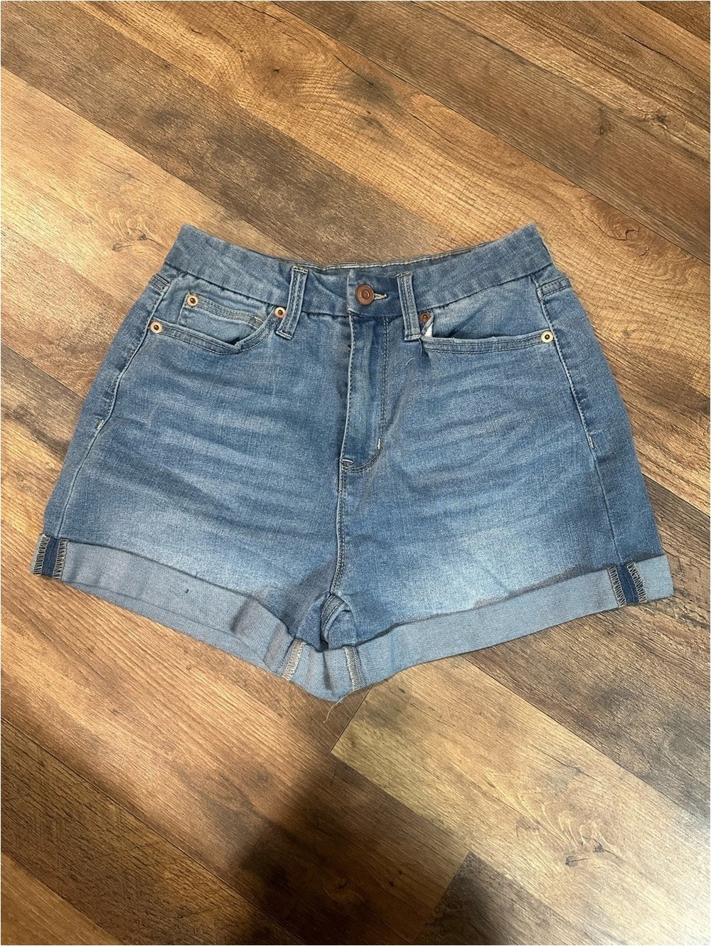 No Boundaries Light Blue Rolled Hem Denim Shorts
